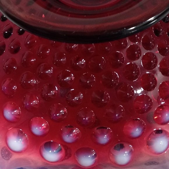 Fenton Plum Opalescent Hobnail Candlestick Holding Bowl - Picture 10 of 10